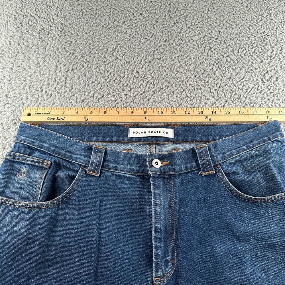 Polar Skate Co Jeans Mens 36x34 Baggy Leg Relaxed Fit Blue Distressed Skater - Picture 6 of 16